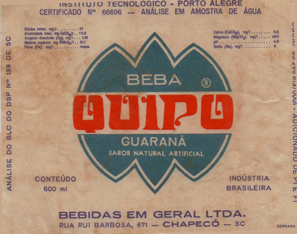 Rótulo Guaraná Quipo